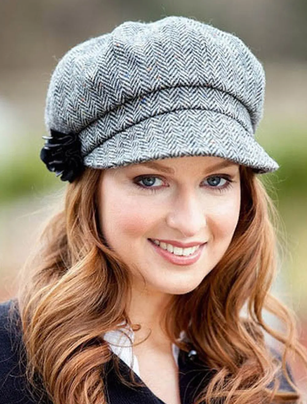 Glenaran Caps & Hats^Ladies Tweed Newsboy Hat - Grey