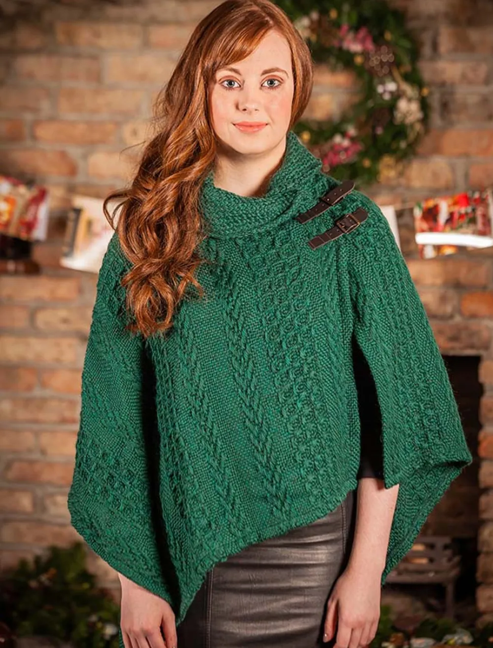 Glenaran Ponchos, Capes & Shawls^Shawl Collar Poncho with Leather Buckle Detail