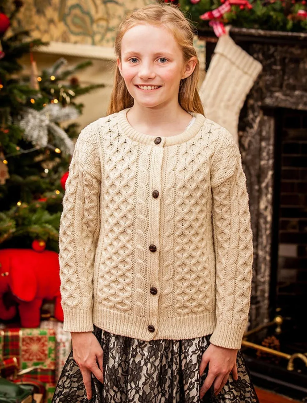 Glenaran Sweaters, Cardigans & Jackets^Kid's Traditional Aran Merino Wool Cardigan