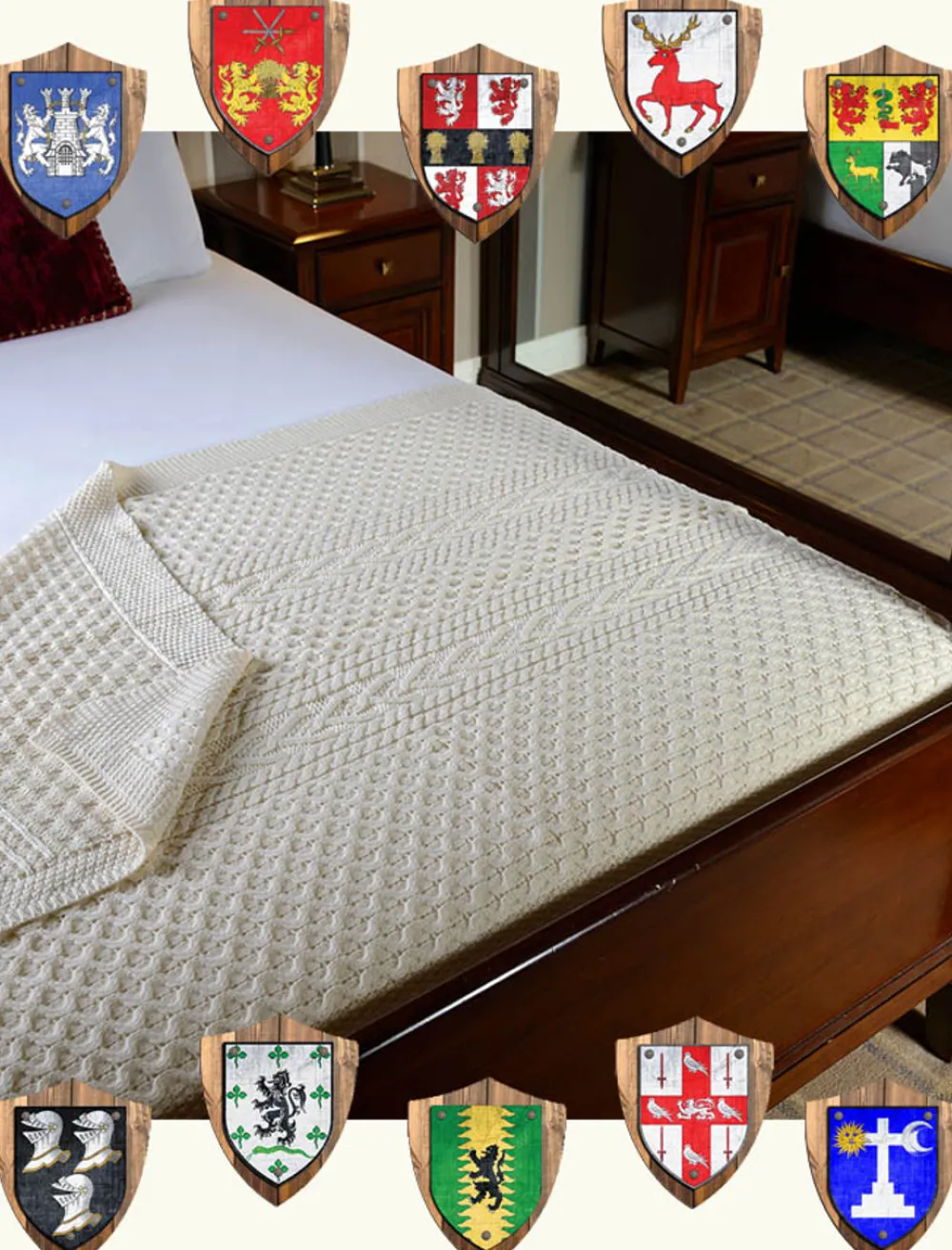 Glenaran Knitted Wool Throws^Premium ClanAran Throw - Find Your Clan