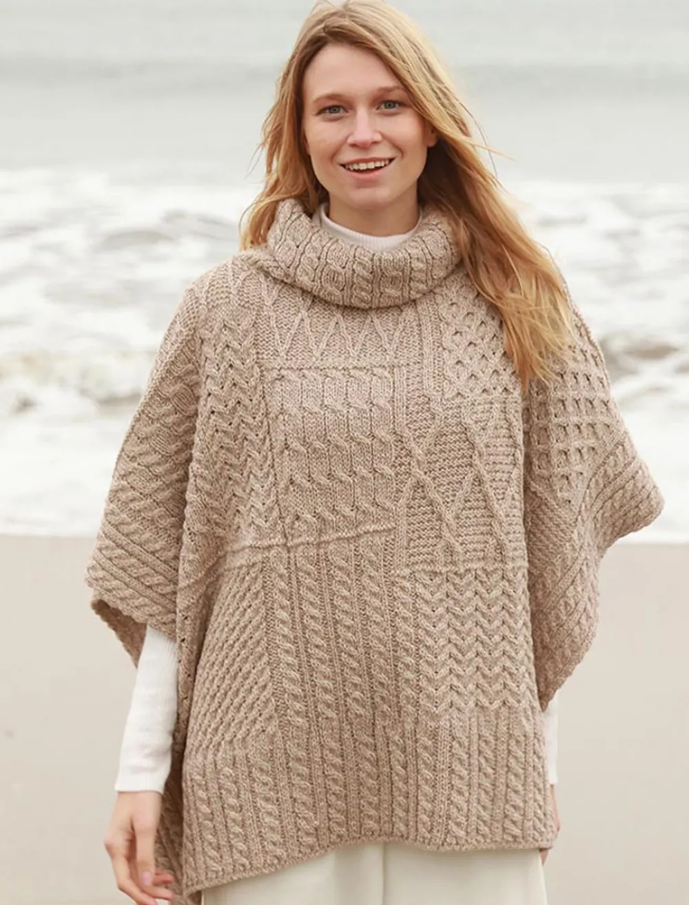 Glenaran Ponchos, Capes & Shawls^Merino Wool Patchwork Poncho with Collar