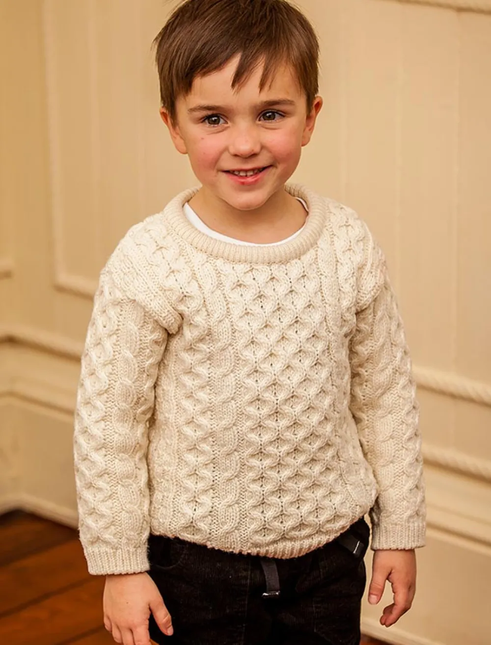 Glenaran Sweaters, Cardigans & Jackets^Kid's Traditional Aran Merino Wool Sweater