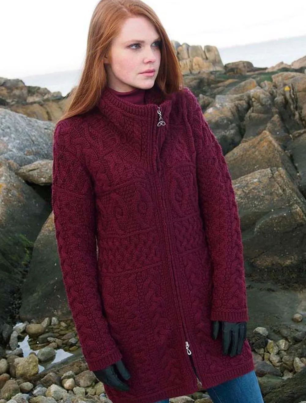 Glenaran Cardigans, Jackets & Coatigans^Double Collar Merino Aran Coat